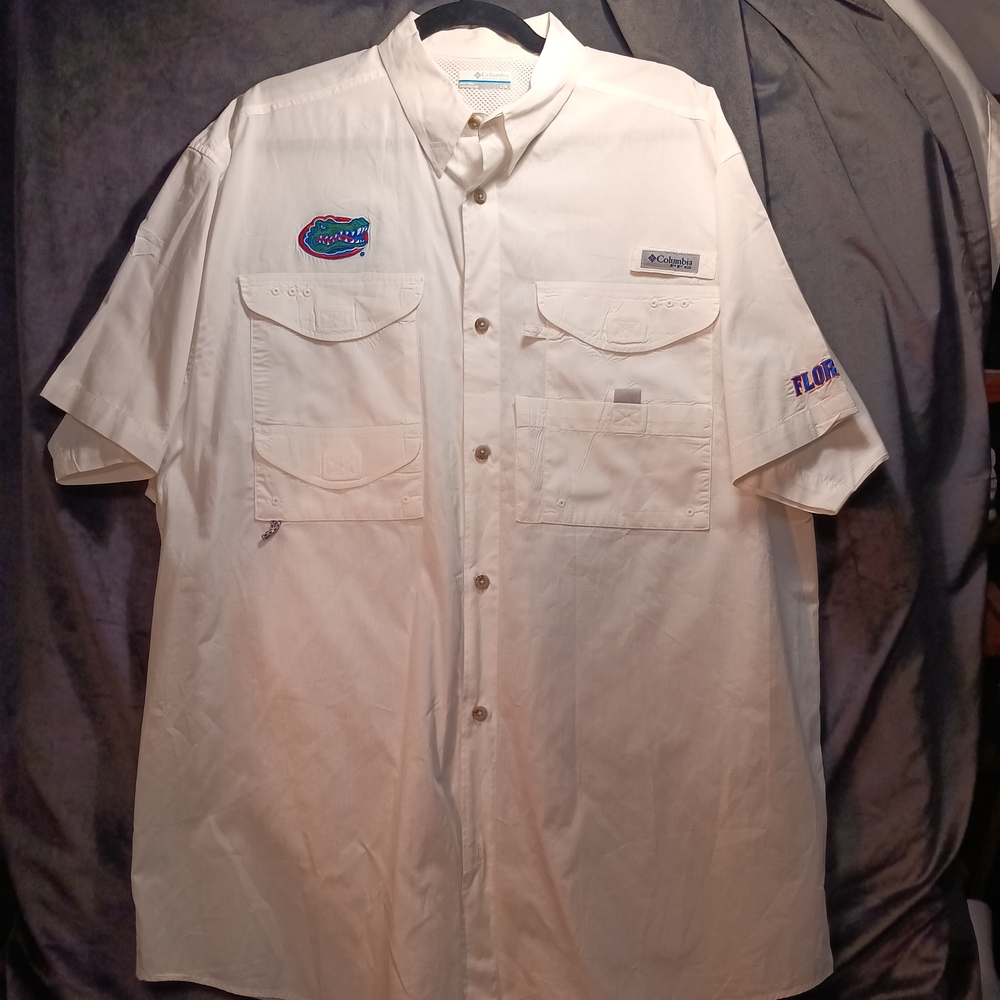 Columbia Gators Men's White Short Sleeve Shirt Size L Cotton